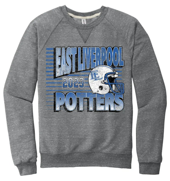 East Liverpool Football 2023 Jerzees Snow Heather French Terry Raglan Crew