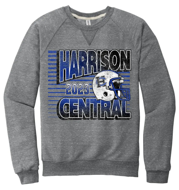 Harrison Central Football 2023 Jerzees Snow Heather French Terry Raglan Crew