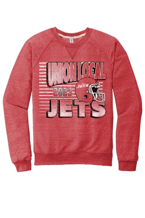 Union Local Football 2023 Jerzees Snow Heather French Terry Raglan Crew