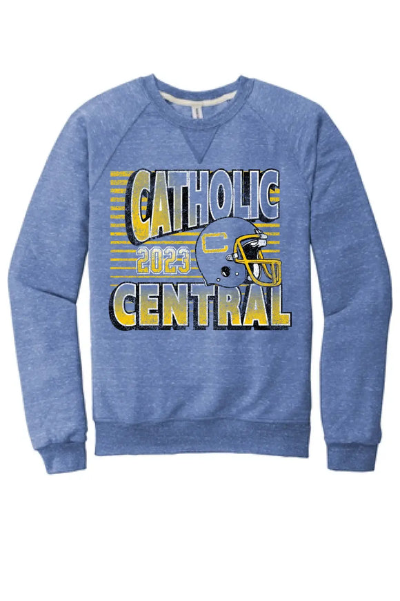 Steubenville Catholic Central Football 2023 Jerzees Snow Heather French Terry Raglan Crew