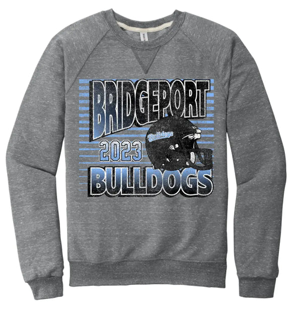 Bridgeport Football 2023 Jerzees Snow Heather French Terry Raglan Crew