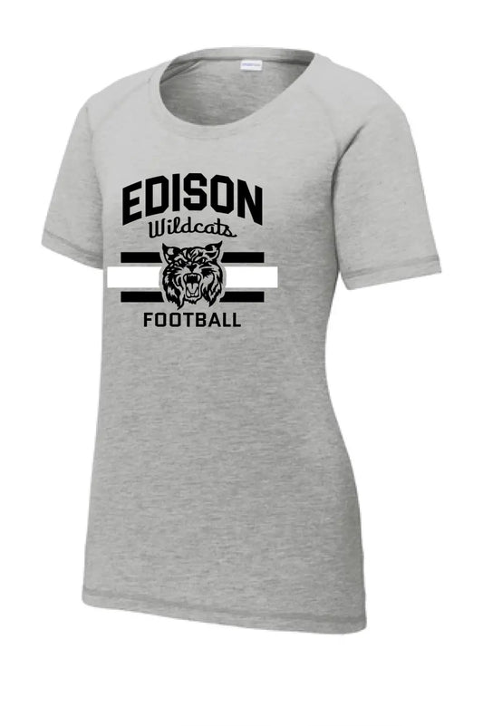 Edison Wildcats with Custom Text Ladies PosiCharge Tri-Blend Wicking Scoop Neck Raglan Tee