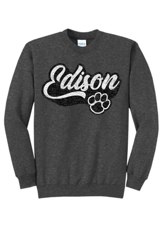 Edison Script with Paw Print Core Fleece Crewneck Sweatshirt copy