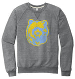 Oak Glen Distressed Bear Jerzees Snow Heather French Terry Raglan Crew