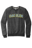 Oak Glen Distressed Letters Jerzees Snow Heather French Terry Raglan Crew