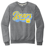 Oak Glen Distressed Script with Paw Jerzees Snow Heather French Terry Raglan Crew