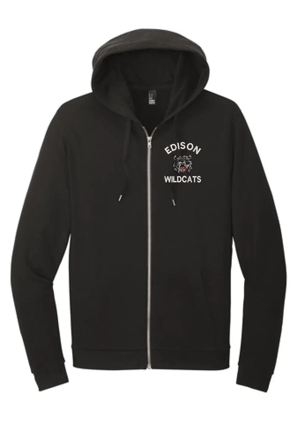 Edison Wildcats Embroidery on Black Perfect Tri Fleece Full-Zip Hoodie