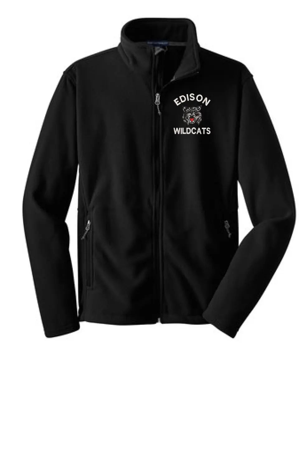 Edison Wildcats Embroidery on Black Value Fleece Jacket