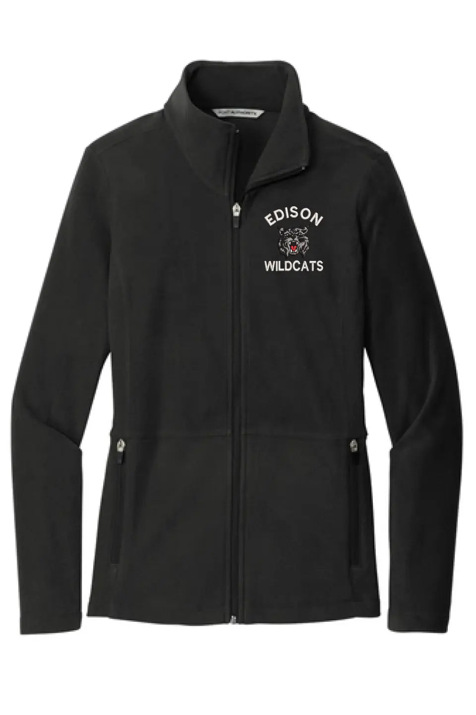 Edison Wildcats Embroidery on Black Ladies Accord Microfleece Jacket