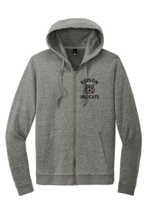 Edison Wildcats Embroidery on Gray Perfect Tri Fleece Full-Zip Hoodie