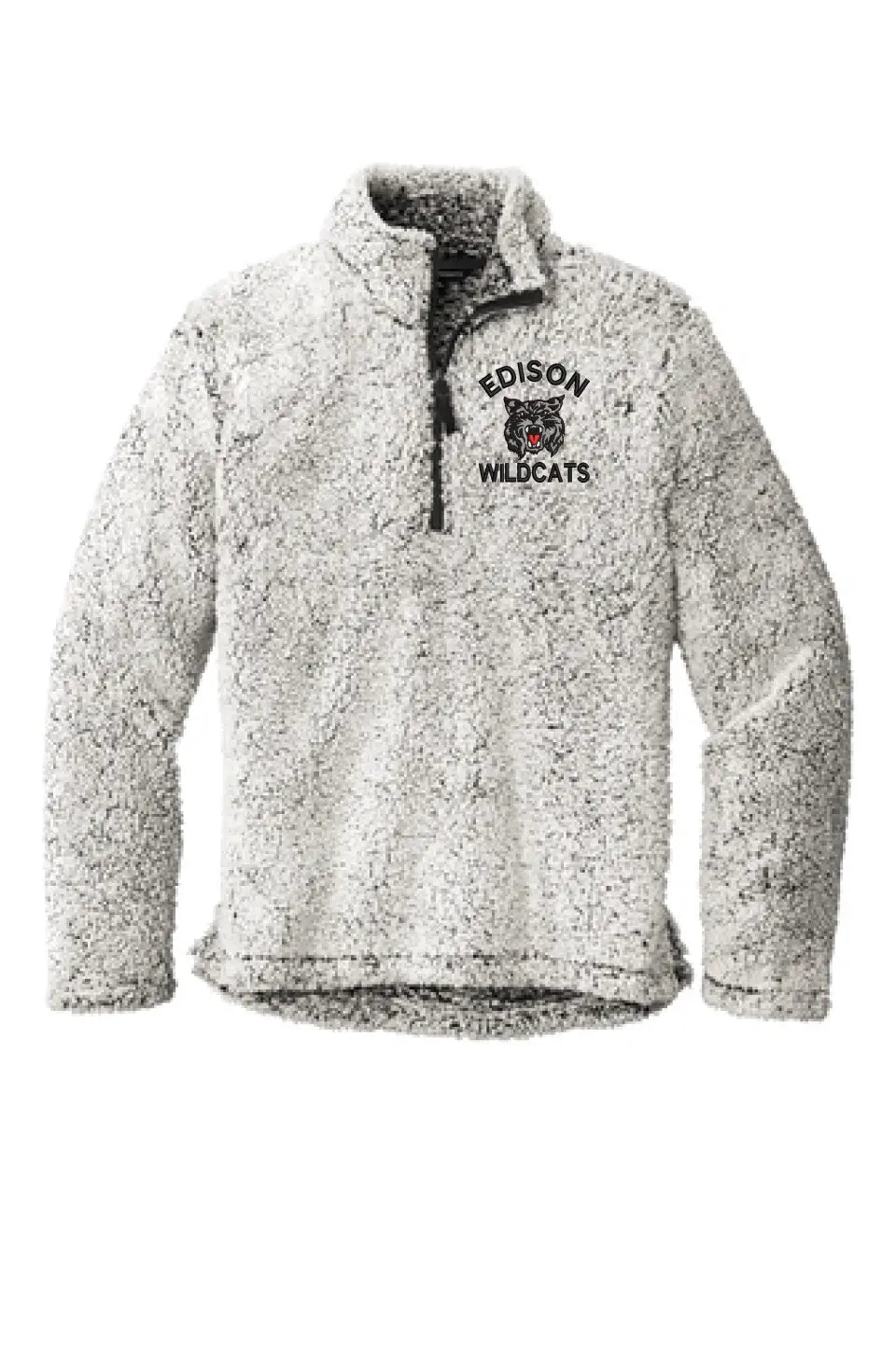 Edison Wildcats Embroidery on Gray Cozy 1/4-Zip Fleece