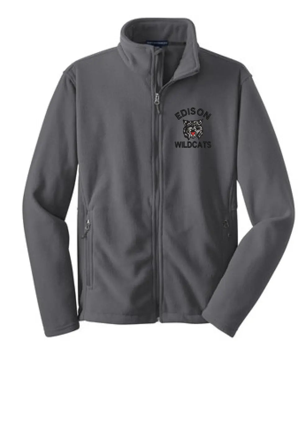 Edison Wildcats Embroidery on Gray Value Fleece Jacket