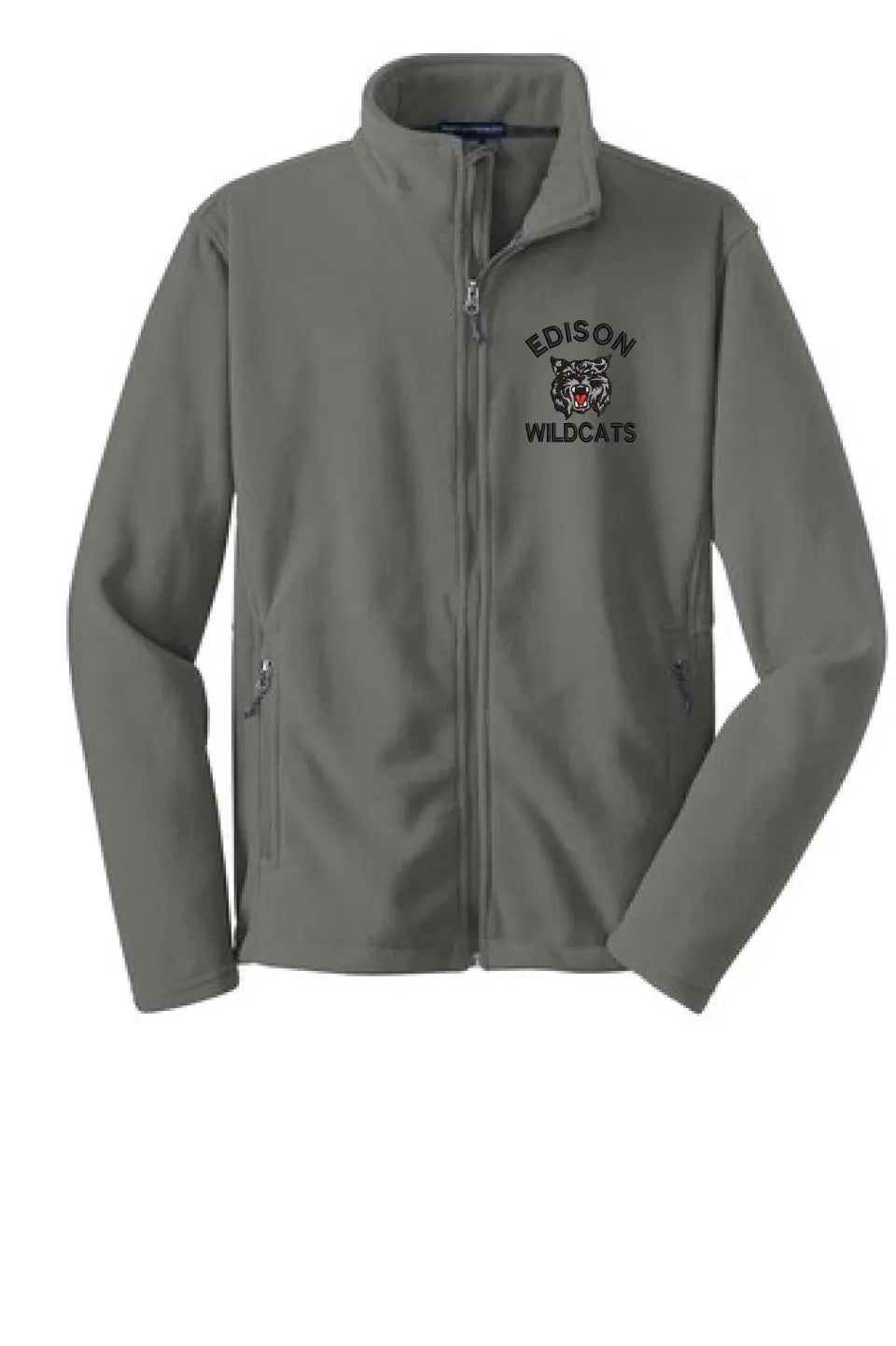 Edison Wildcats Embroidery on Gray Value Fleece Jacket