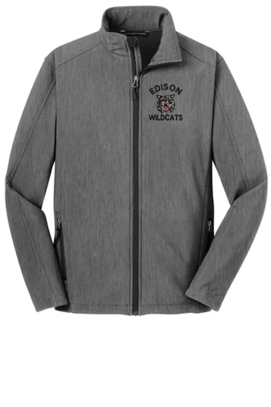Edison Wildcats Embroidery on Gray Core Soft Shell Jacket