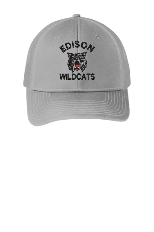 Edison Wildcats Embroidery on Gray Snapback Trucker Cap