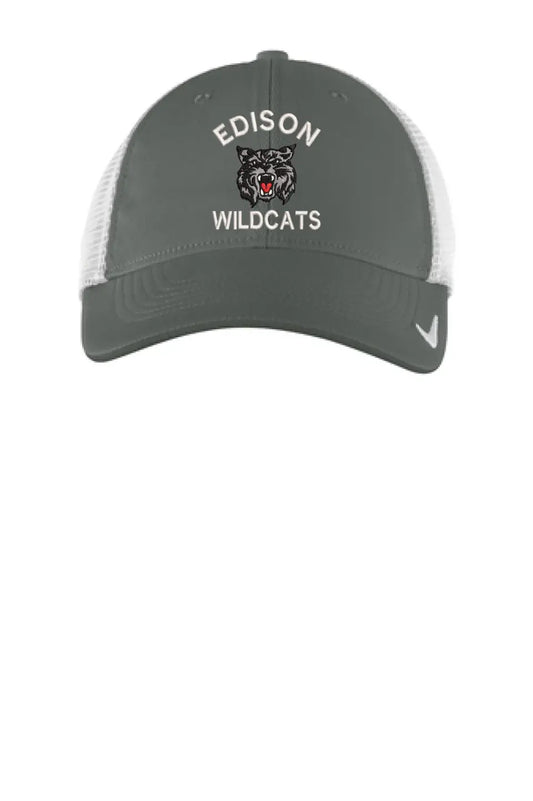 Edison Wildcats Embroidery on Black Nike Dri-Fit Mesh Back Cap
