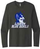 Lisbon Blue Devils Vast Distressed Design Next Level Cotton Long Sleeve Tee