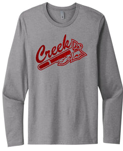 Indian Creek Red Glitter Tomahawk Next Level Cotton Long Sleeve Tee