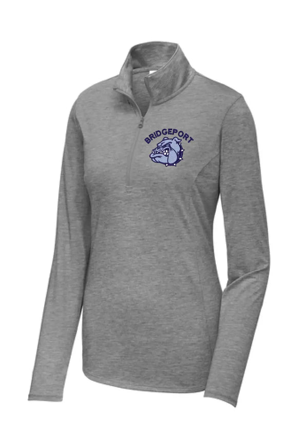 Bridgeport Bulldogs Embroidery Ladies PosiCharge Tri-Blend Wicking 1/4-Zip Pullover