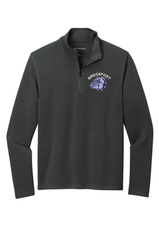 Bridgeport Bulldogs Embroidery on Black Microterry 1/4-Zip Pullover