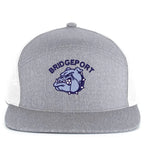 Bridgeport Bulldogs Embroidery on Grey 6-Panel Arch Trucker Snapback Cap