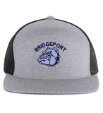 Bridgeport Bulldogs Embroidery on Grey 6-Panel Arch Trucker Snapback Cap