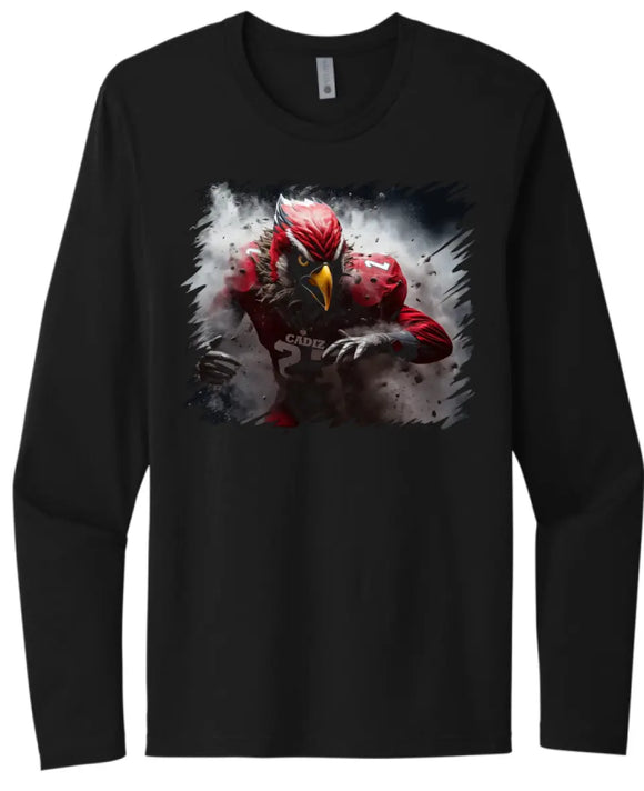 Cadiz Cardinal Football Player Next Level Cotton Long Sleeve Tee