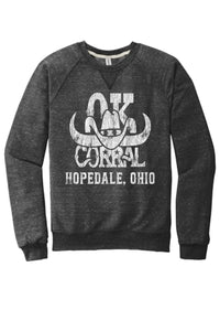 Restaurants- OK Corral Dark Snow Heather French Terry Raglan Crew