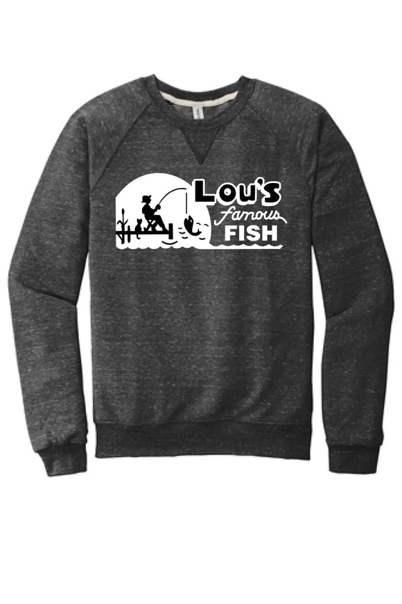 Restaurants- Lou's Famous Fish Dark Snow Heather French Terry Raglan Crew